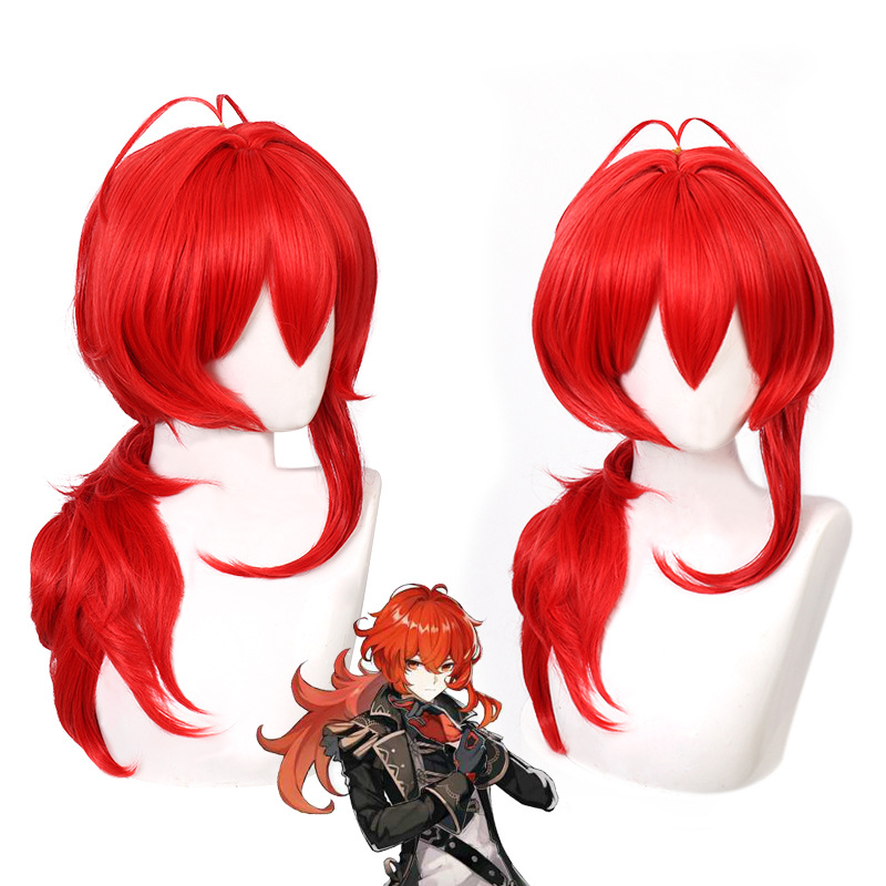Travel Accessories Men - Genshin Impact Diluc Cosplay Pruik Reiziger