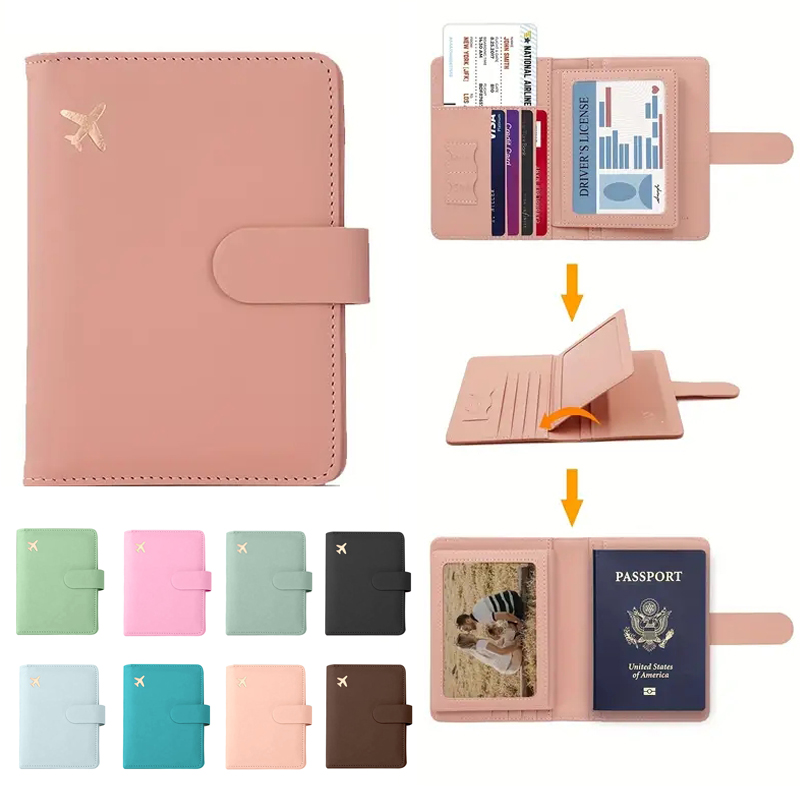 Travel Accessories Plane - Waterdichte leren paspoorthouder met schattige gesp