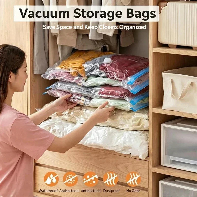 Compression Bag Vacuum - 1/3/5 STUKS Vacuümzak en Pompdeksel voor