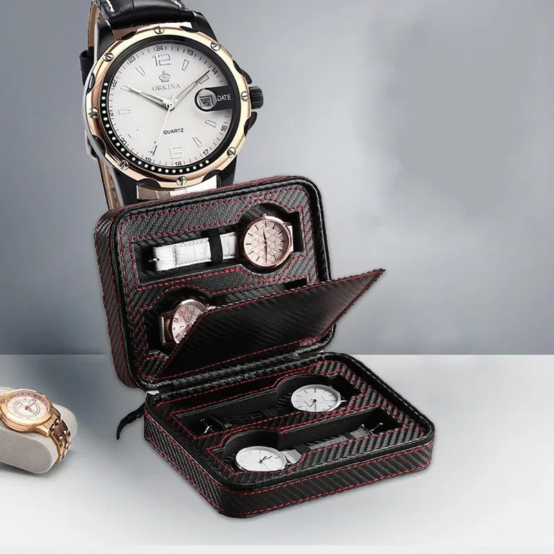 Travel Accessories Display - 4-slots draagbare horloge opbergdoos reistas organisator
