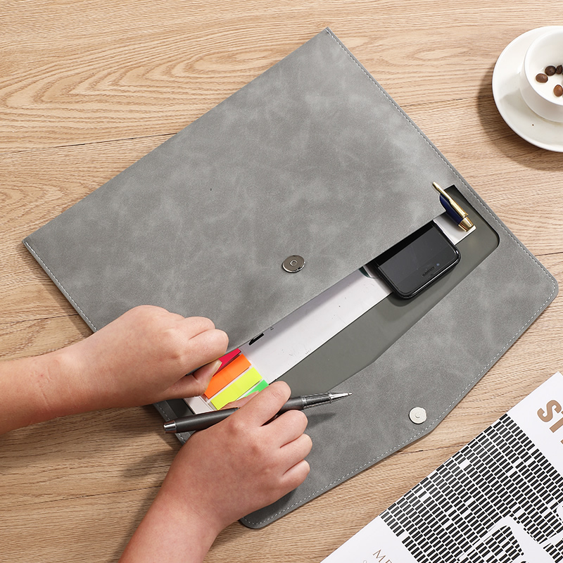 Document Organizer Folder - A4 PU lederen documententas met penhouder,