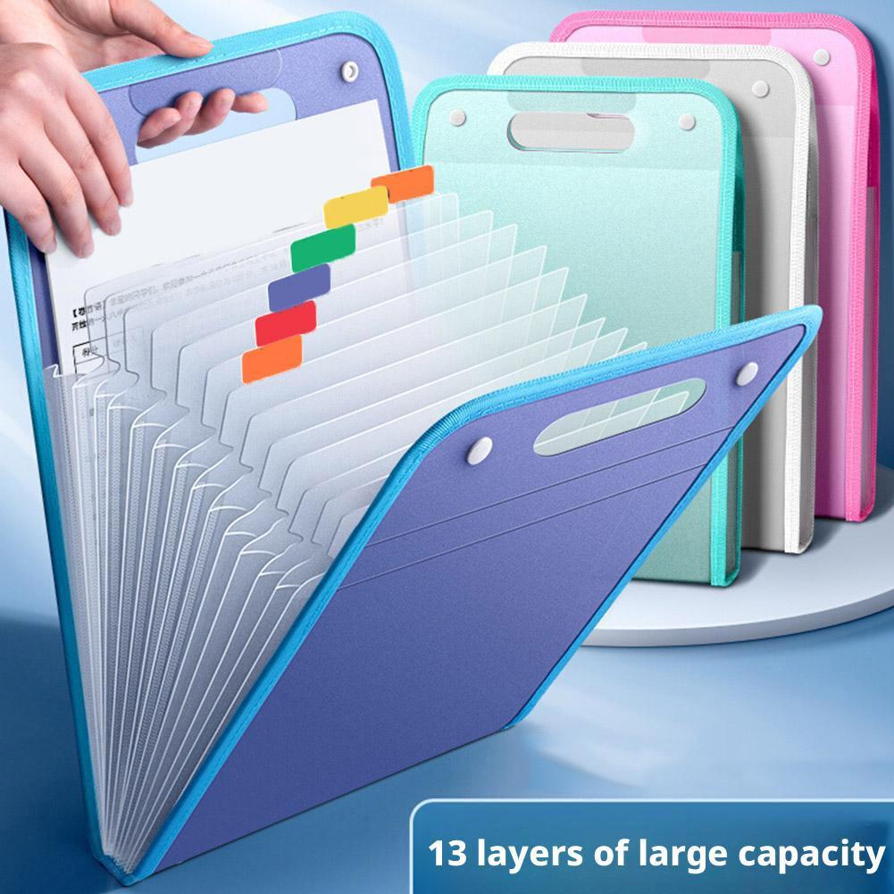 Document Organizer Folder - 13 zakmappen, draagbaar A4 Letter-formaat, Macaron-kleur,